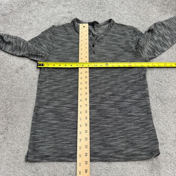 Robert Barakett Henley Long Sleeve Shirt Mens Small Gray Pima Cotton Textured - Picture 7 of 11